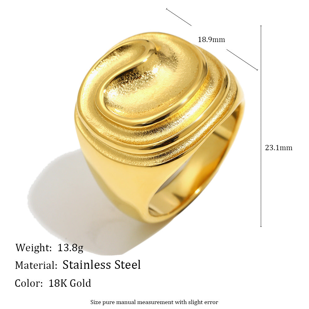 gold plated ripple signet ring with supplier-listed dimensions