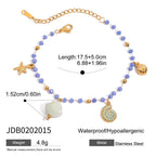 Blue-bead bracelet with mixed coastal charms