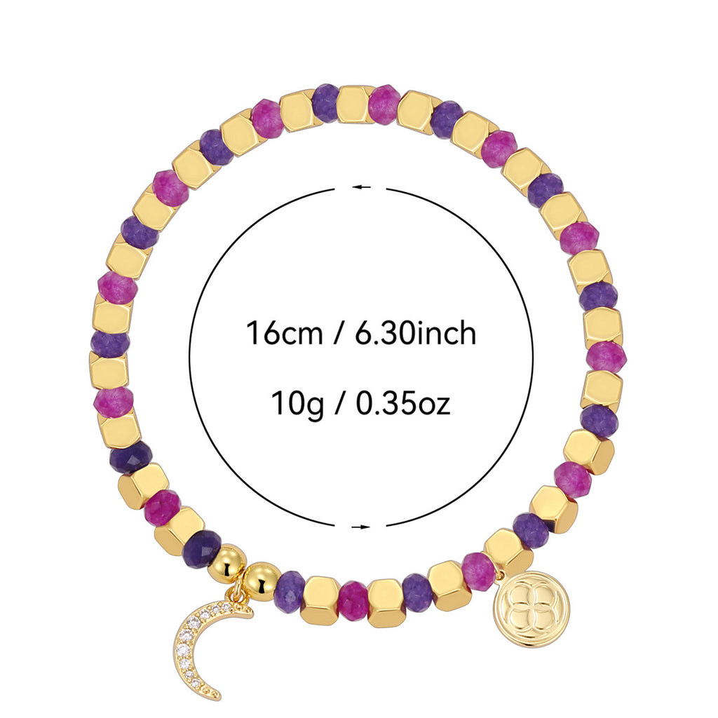crescent moon bead bracelet with listed 16 cm size and 10 g weight