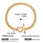 Heart-toggle curb chain bracelet dimensions