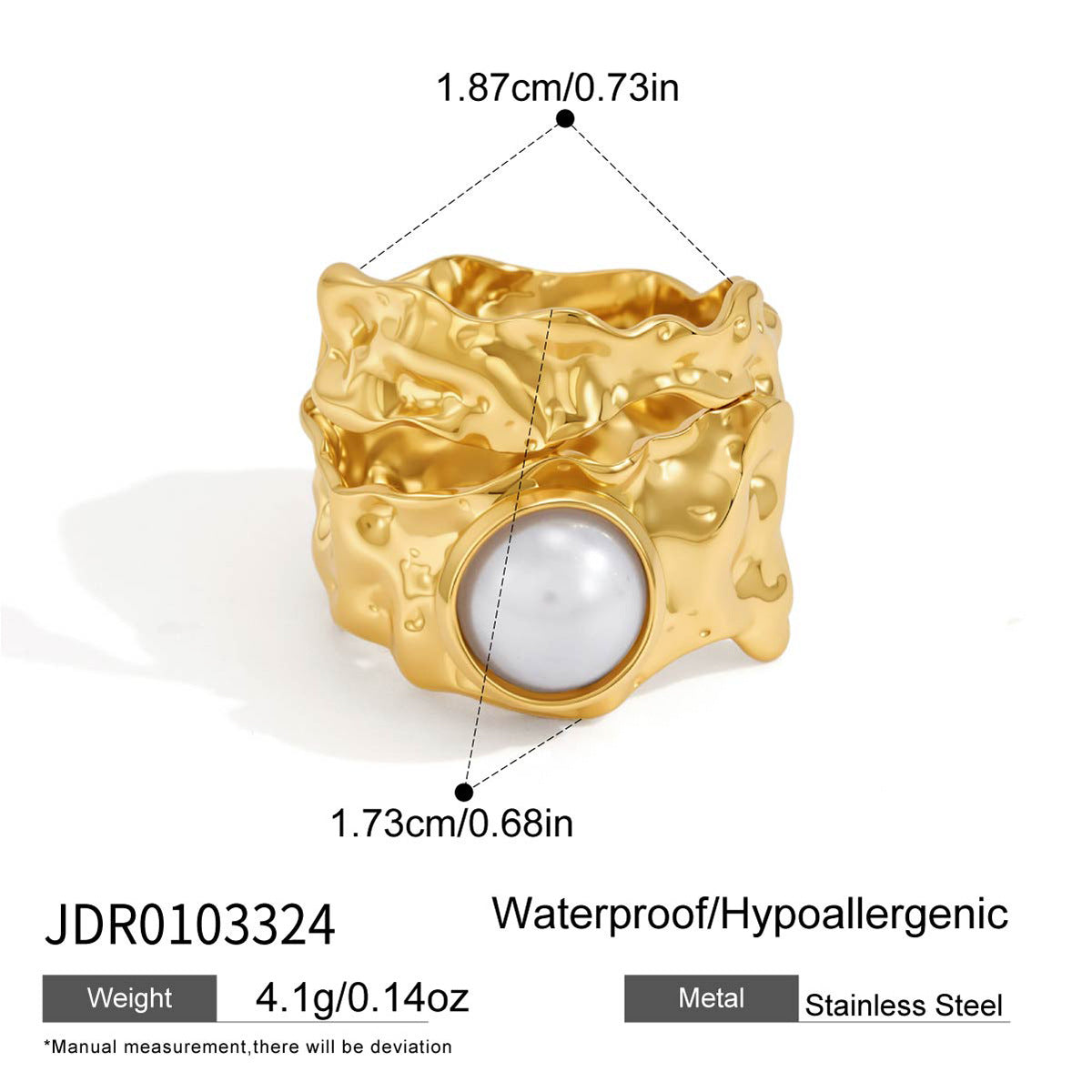 Stainless steel textured ring measurement image
