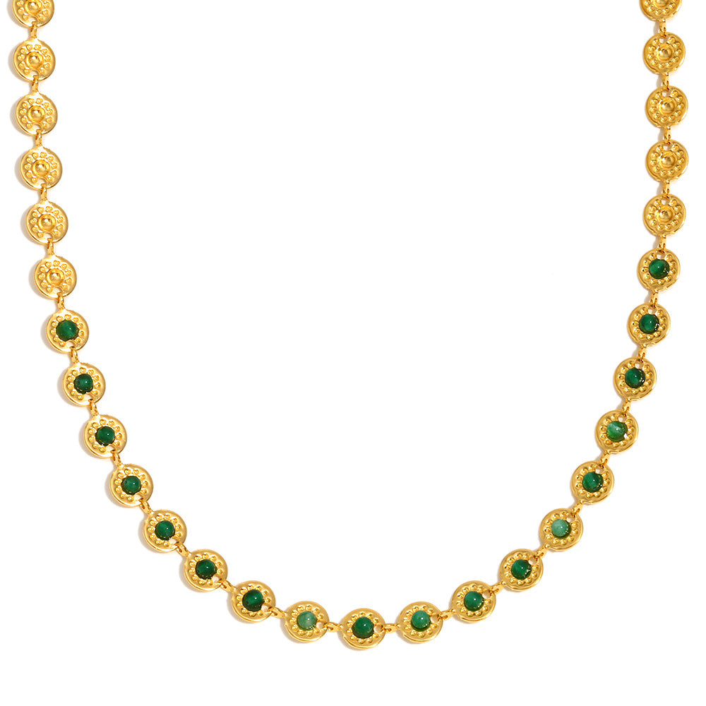 isolated front view of the vintage-inspired medallion chain necklace