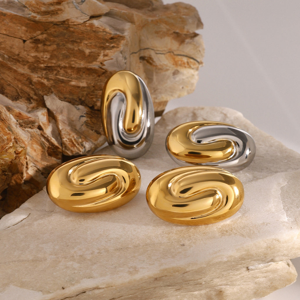 Geometric Stainless Steel Stud Earring Collection close-up product view