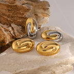 Geometric Stainless Steel Stud Earring Collection close-up product view
