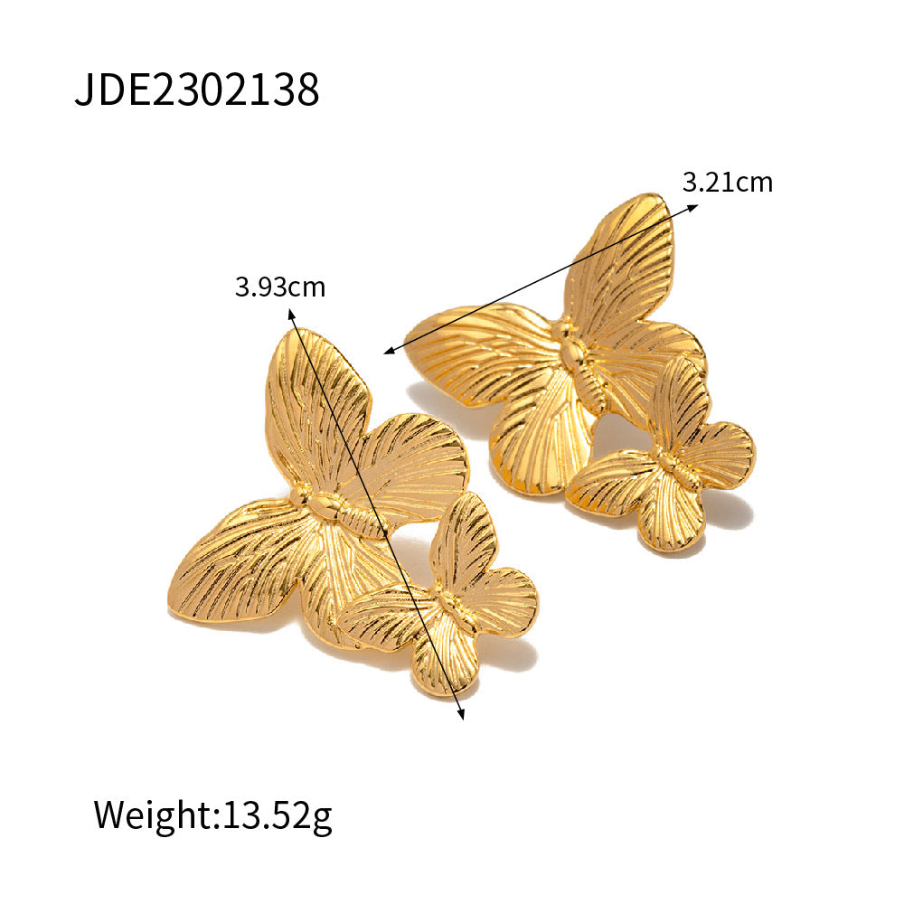 Butterfly-style textured statement earrings dimensions