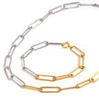 Mixed-Finish Stainless Steel Chain Necklace Collection — wholesale view 4