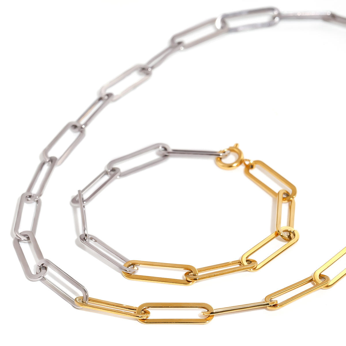 Mixed-Finish Stainless Steel Chain Necklace Collection — wholesale view 4