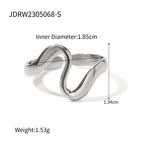 Silver-Finish Sculptural Stainless Steel Open Ring Collection variant reference