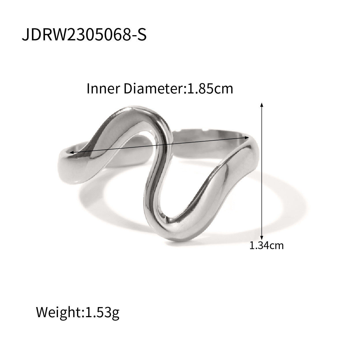 Wavy open stainless steel ring dimensions