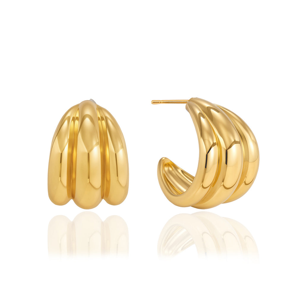 Front and side views of three curved earring bands