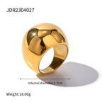 Polished gold tone dome ring diameter reference