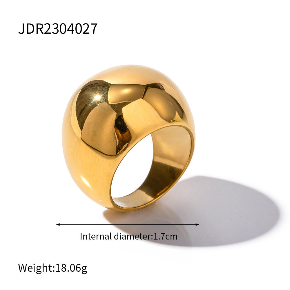 Wholesale Gold Plated Stainless Steel Dome Statement Ring Collection - finish detail