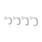 925 sterling silver flat-back cartilage earrings in four curve sizes