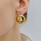 Gold Plated Clear Accent Stainless Steel Stud Earring Collection — styled view
