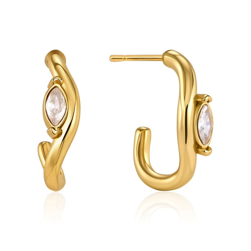 Marquise stone earring front and post views