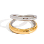 Two-Tone Sculptural Stainless Steel Ring Collection — fourth domed ring option