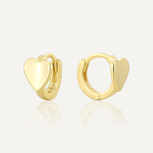 gold plated 925 sterling silver polished heart huggie earrings