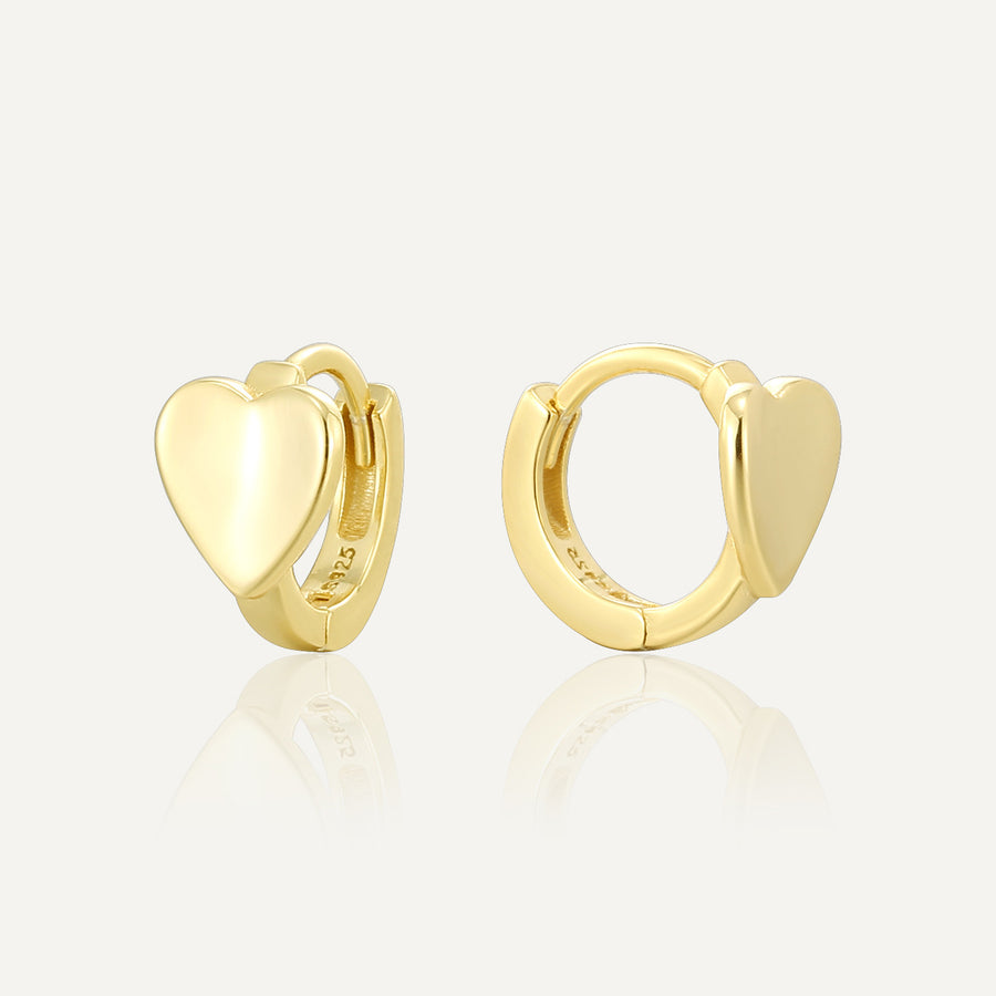 gold plated 925 sterling silver polished heart huggie earrings