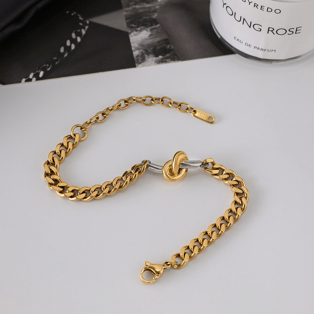 Two-Tone Knotted and Mixed-Link Stainless Steel Bracelets — textured two-tone bracelet option