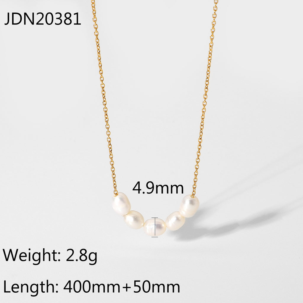 Five pearl necklace with supplier length and weight details