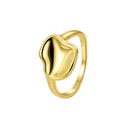 white-background view of polished brass lotus leaf ring