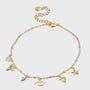 gold plated anklet with mixed ocean heart and eye charms