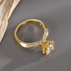 rear angle of gold plated solitaire ring showing raised setting