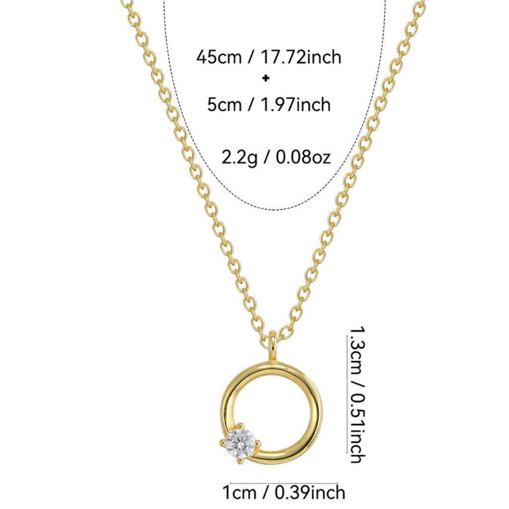 open circle necklace dimensions with 45 plus 5 cm chain and 2.2 g listed weight