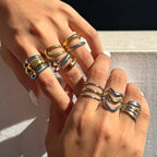 Two-Tone Sculptural Stainless Steel Ring Collection — first sculptural two-tone ring option