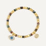 gold plated Indian agate bracelet with oval evil eye charm