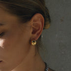 Two-Tone Half-Dome Stainless Steel Stud Earrings styled product view
