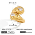 Rounded bypass ring with two pear-shaped clear accents