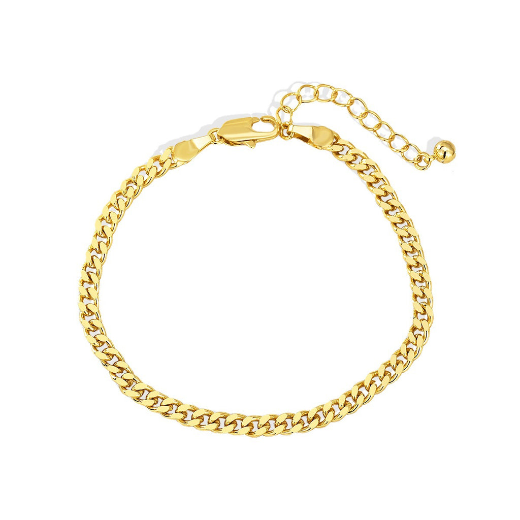 isolated gold plated Cuban chain bracelet with extension links