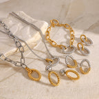 Mixed-Finish Circular Link Stainless Steel Jewelry Collection — wholesale view 2