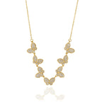 Front view of repeating clear stone butterfly motifs