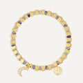 gold plated blue dot quartz bracelet with clear stone crescent moon charm