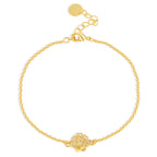 isolated full view of the clear stone seashell chain bracelet