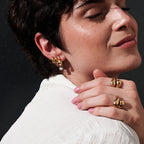 Stainless Steel Teardrop Earrings, Clover Studs and Link Bracelet — double-teardrop earring option