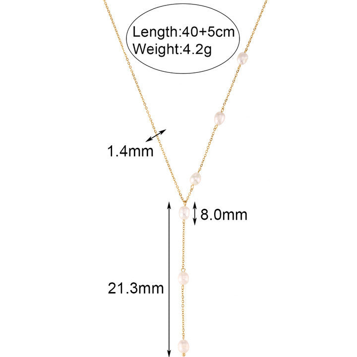 freshwater pearl Y necklace dimensions with 40 plus 5 cm chain