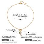 White pearl drop necklace with green accent dimensions