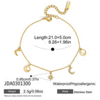 Sun moon and star anklet length and clasp detail