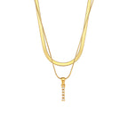 Imitation pearl letter I pendant on layered stainless steel chains