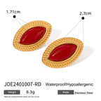 Gold-Tone Colored Cabochon Stainless Steel Statement Stud Earrings size and proportion reference