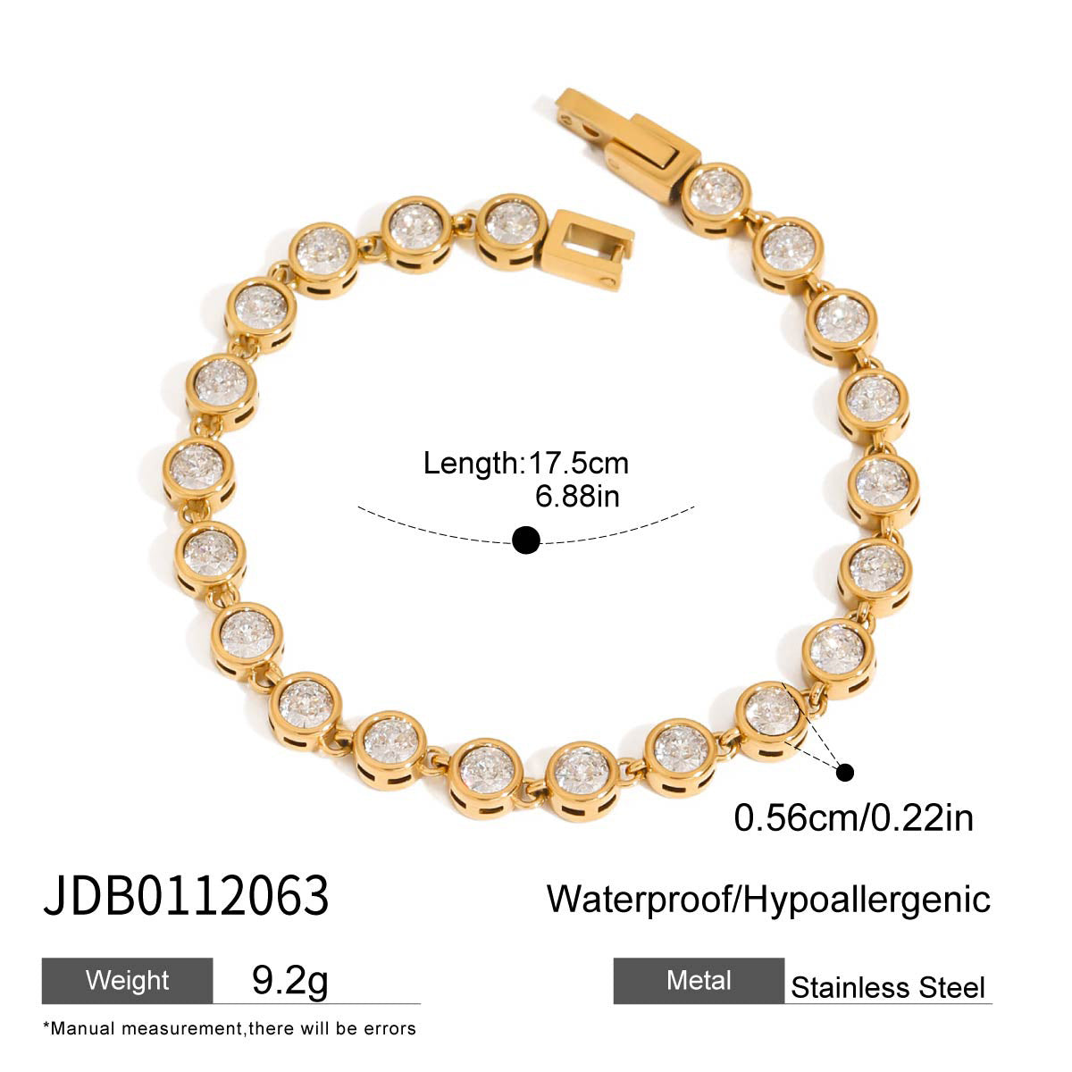 Round-stone linked bracelet with clasp