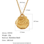 Gold tone stainless steel shell necklace specification view