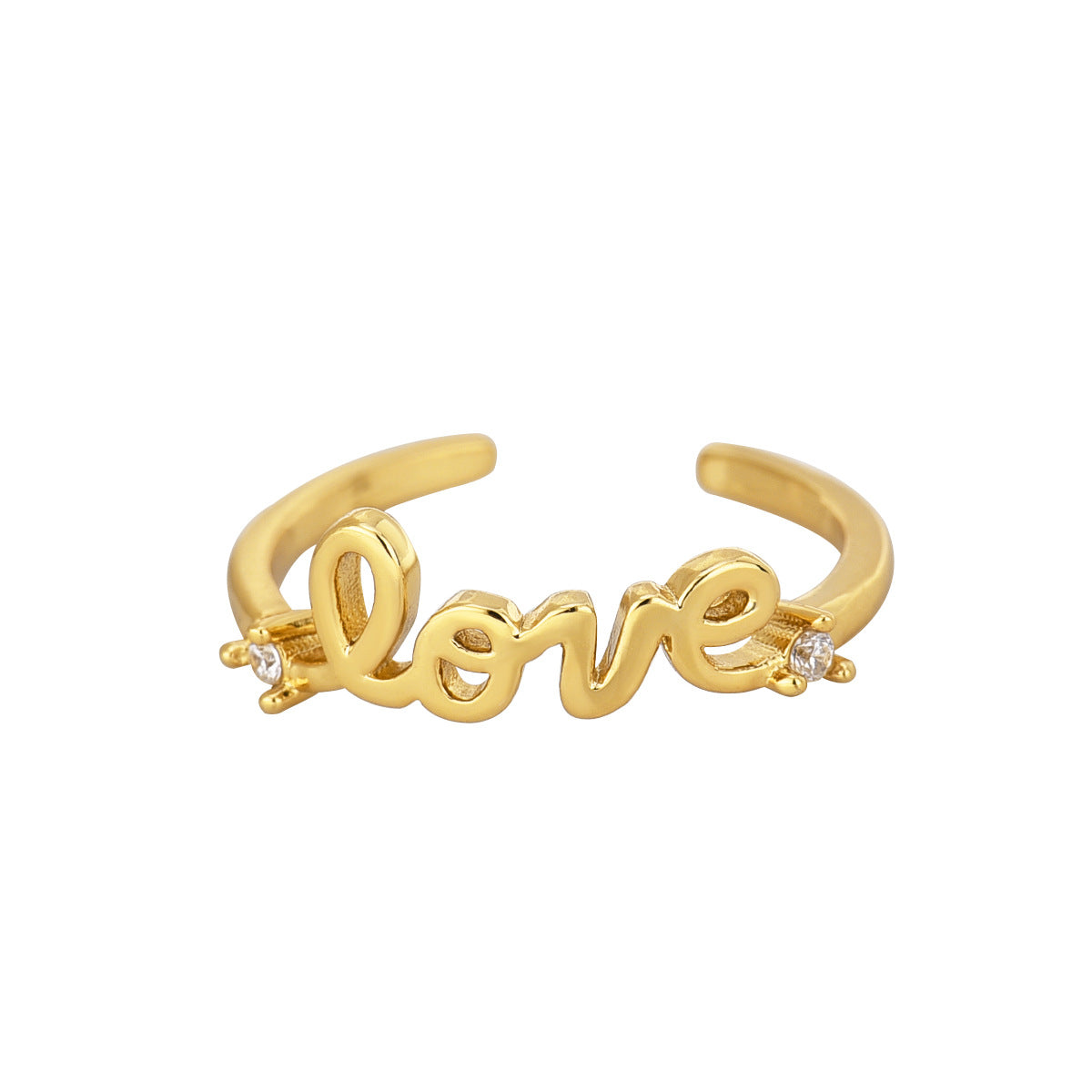 isolated front view of the LOVE script and twin stone accents