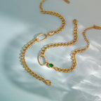 Two oval-connector bracelets arranged together