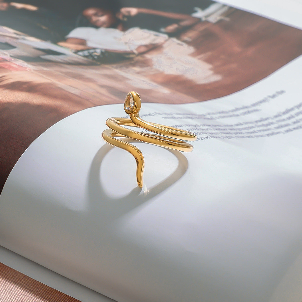 Stainless Steel Snake and Sculptural Ring Collection — third snake ring size option