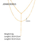 Two-Tone Stainless Steel Earrings and Lariat Necklace Collection — scale reference