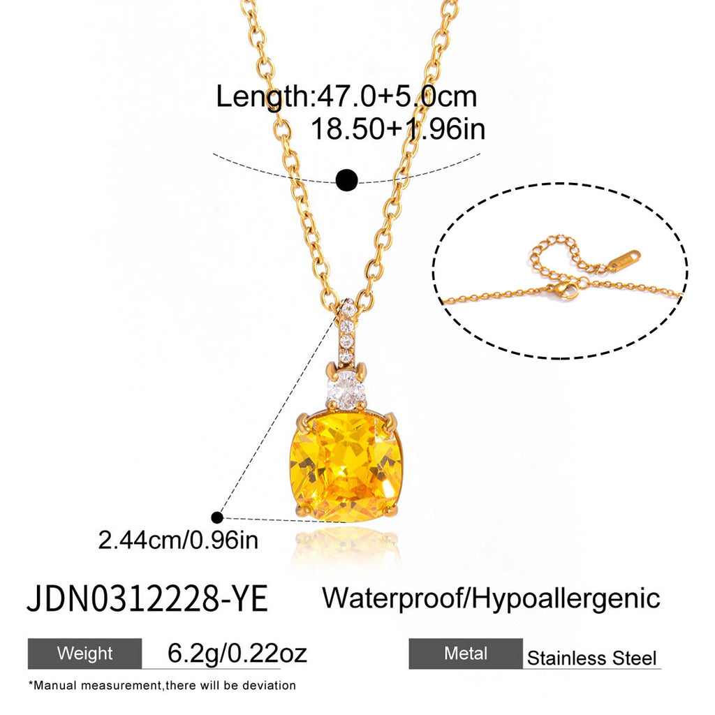 Yellow cushion pendant necklace dimensions